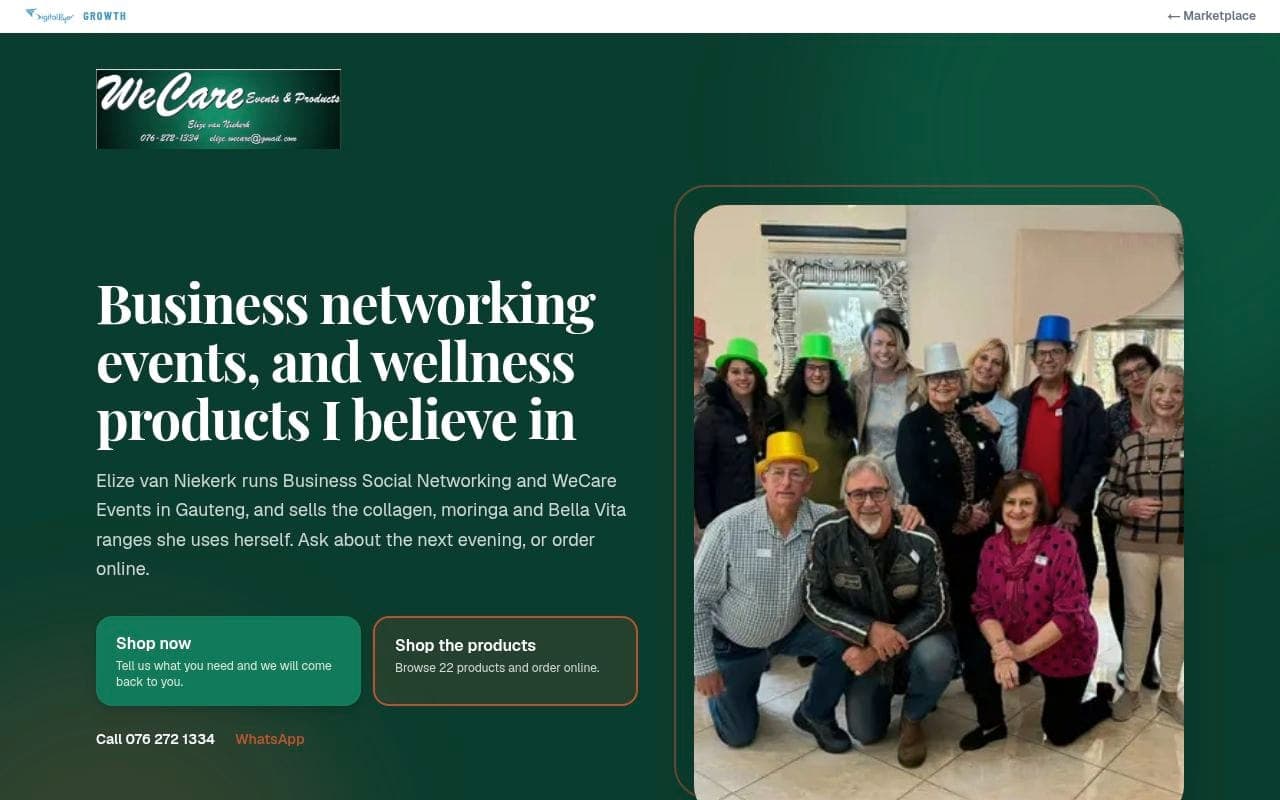 The WeCare Products page